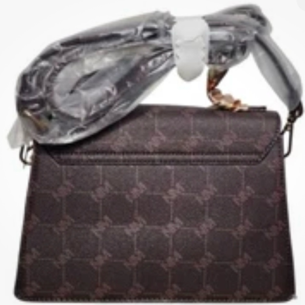 NWT Nicole Miller Brown and Tan Handbag with Matching Scarf - Picture 3 of 4